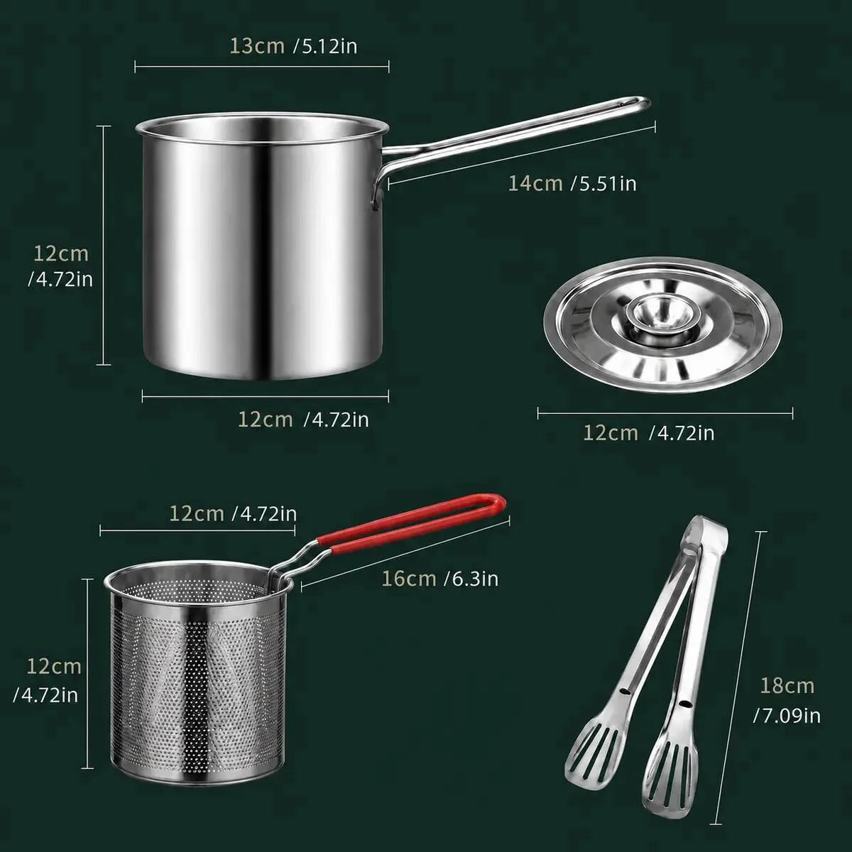 🥘Single-Serve Stainless Steel Mini Deep Fryer Set🍗🍟