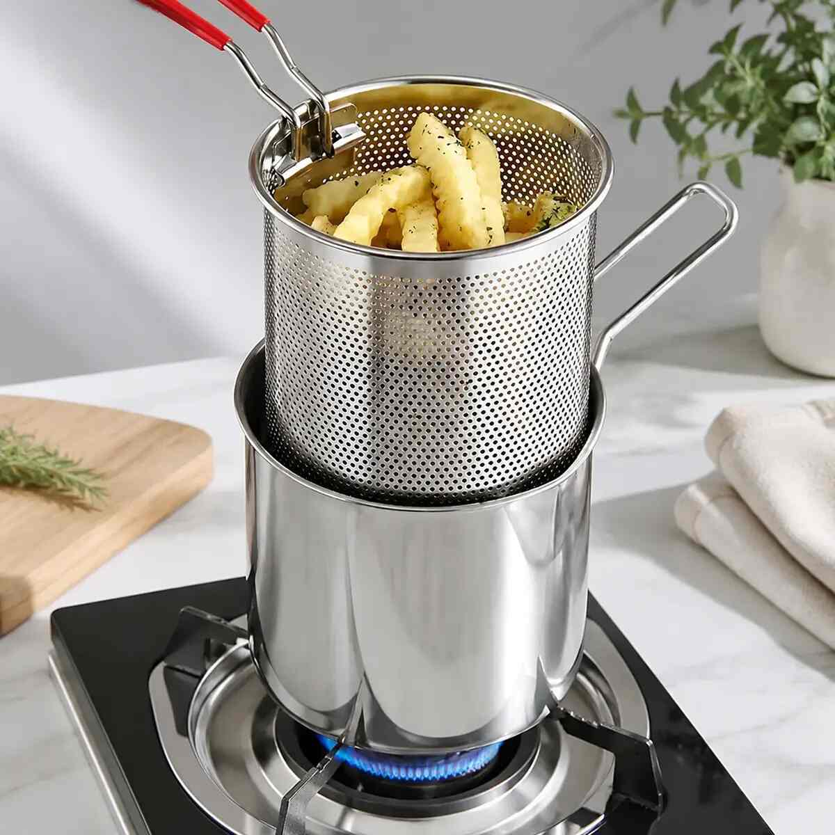 🥘Single-Serve Stainless Steel Mini Deep Fryer Set🍗🍟