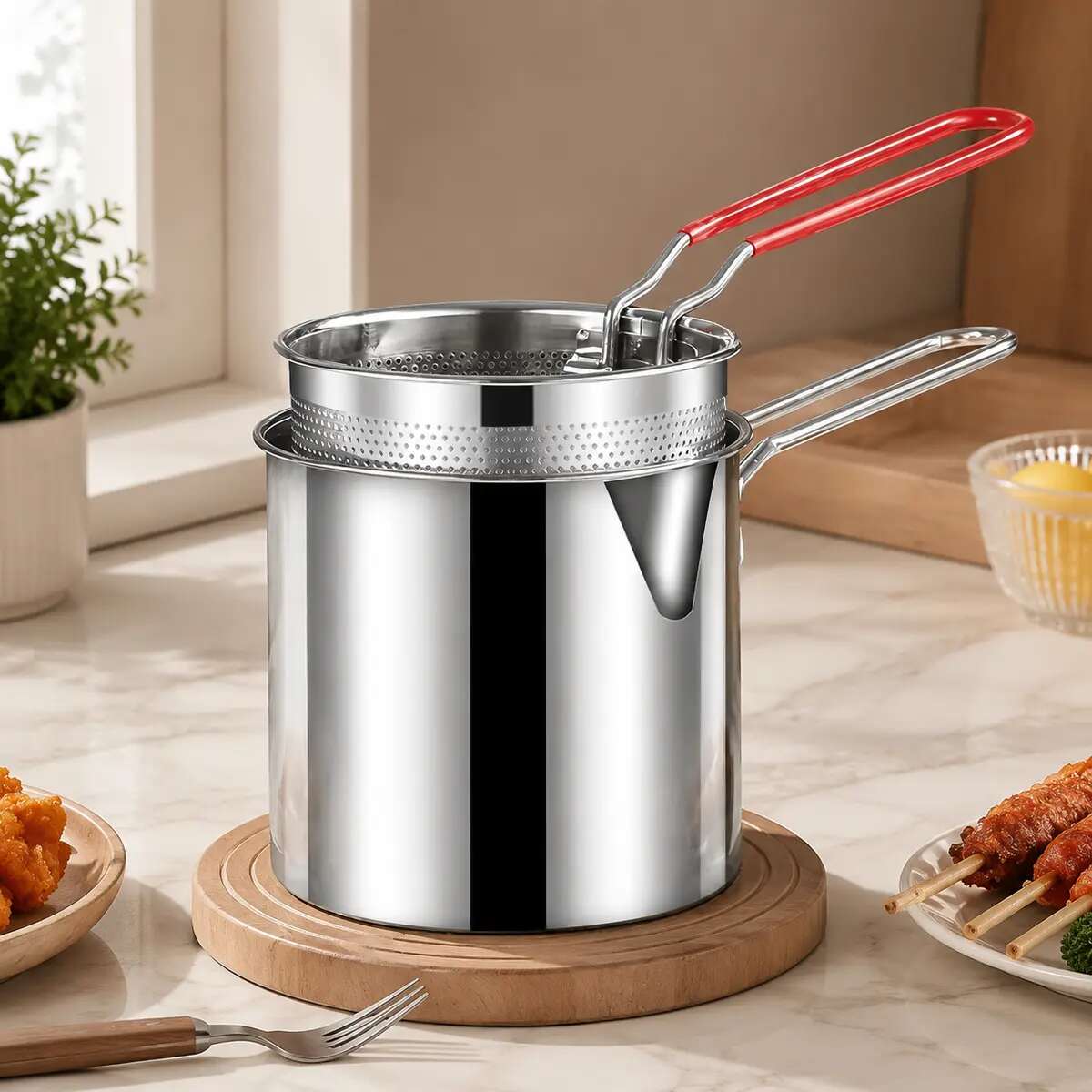 🥘Single-Serve Stainless Steel Mini Deep Fryer Set🍗🍟