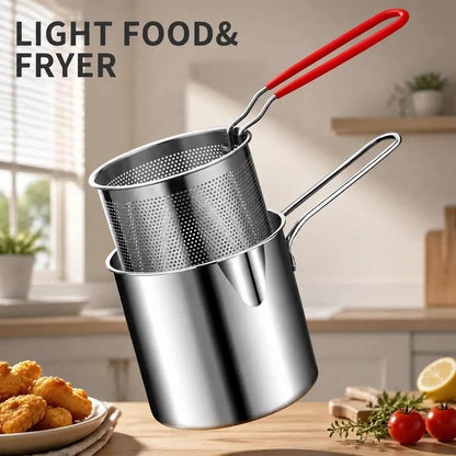 🥘Single-Serve Stainless Steel Mini Deep Fryer Set🍗🍟