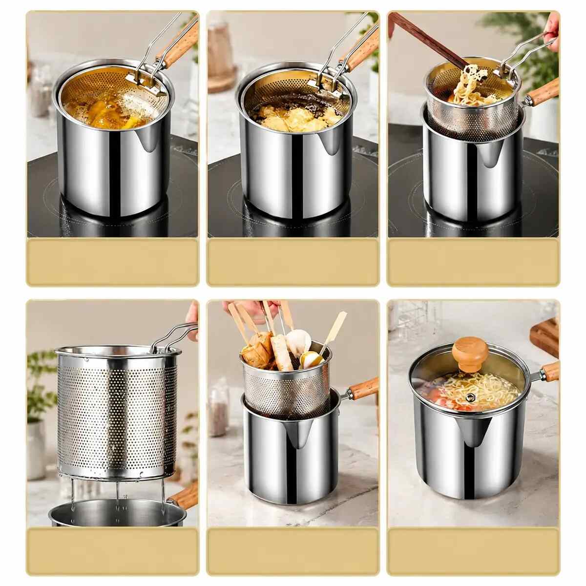 🥘Single-Serve Stainless Steel Mini Deep Fryer Set🍗🍟