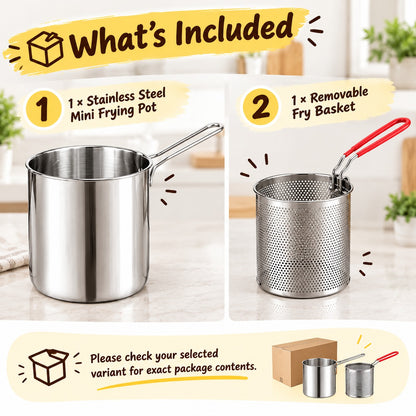 🥘Single-Serve Stainless Steel Mini Deep Fryer Set🍗🍟