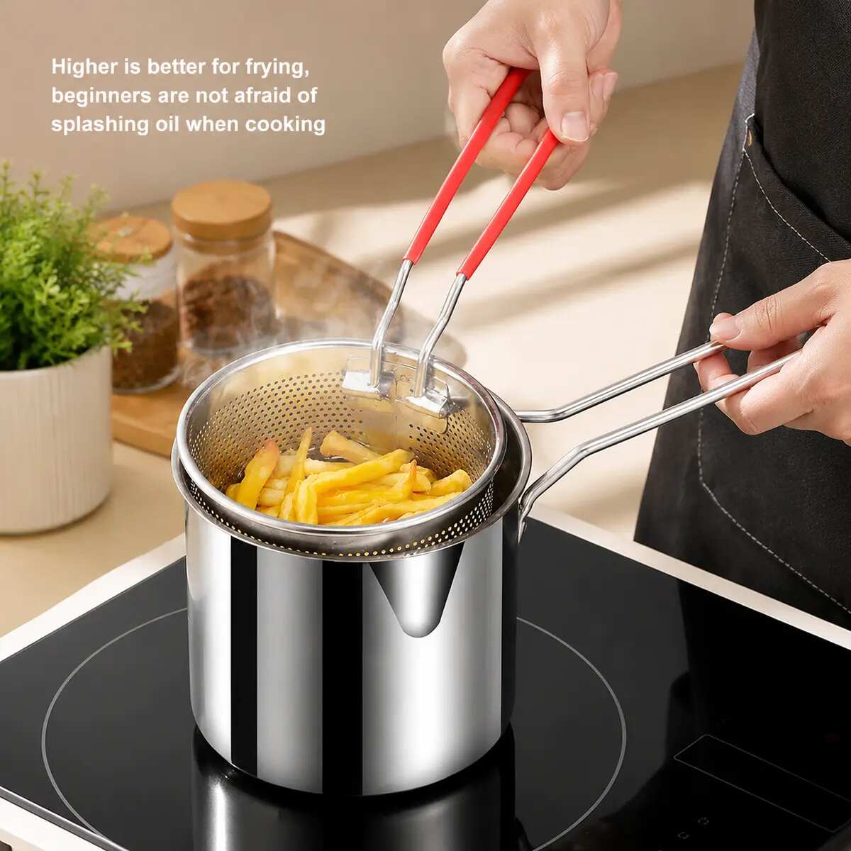 🥘Single-Serve Stainless Steel Mini Deep Fryer Set🍗🍟